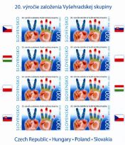 A Visegrádi Csoport alapításának 20. évfordulója (cseh, lengyel, magyar, szlovák közös bélyeg kibocsátás) / szlovák bélyegív