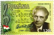 Romanian stamp: Famous composers (Bartók)